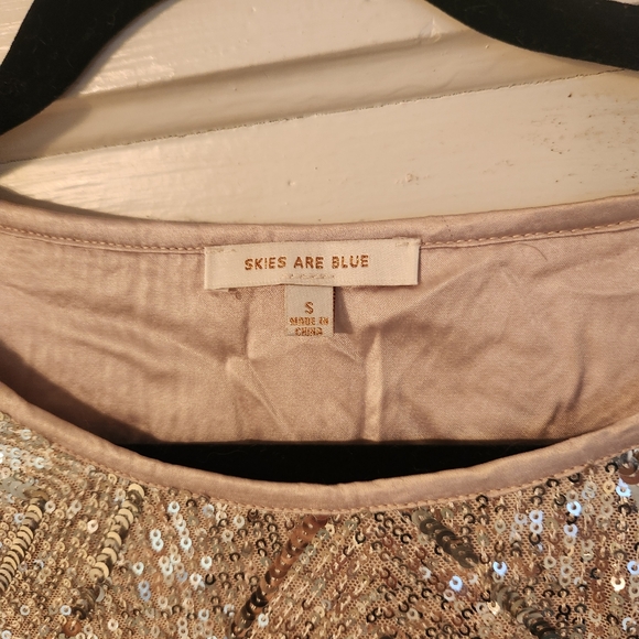 Skies Are Blue Top, Silver Sequined Cropped, Sz Small EUC Party, Cocktail, Club - Picture 5 of 14